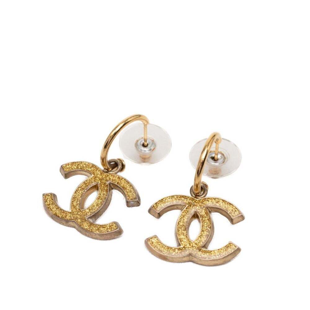 CHANEL Gold Logo Earrings